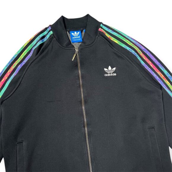 Adidas Rainbow 3 Stripes Track Jacket Pride Collection LGBT UNISEX L Black - Picture 10 of 13